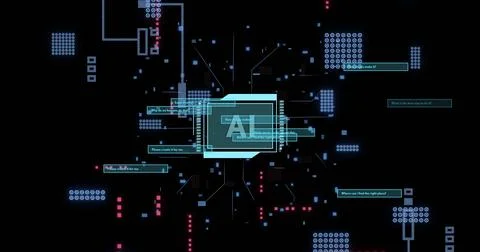 Displaying data and network connections, artificial intelligence interface in Stock Photos