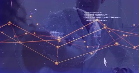 Displaying data display in dim office, colleagues in business attire viewing Stockfoto's