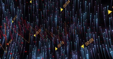 Displaying data interface on digital display with bars, nodes, zigzag lines, Stock Photos