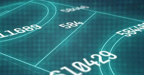 Displaying data interface running in virtual platform, with glowing cyan lines Stock Photos