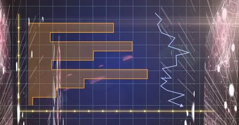 Displaying data visualization centered on digital dashboard, with orange bars Illustrazione stock