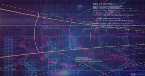 Displaying data visualization in dashboard, showing shifting graphs with Illustrazione stock