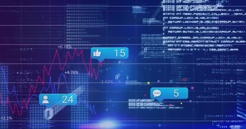 Displaying data visualization in virtual dashboard, showing red and blue line 스톡 사진