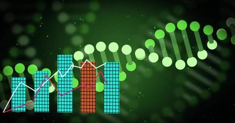 Displaying data viz subject occupying center of background, showing DNA helix, Stock Photos