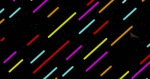 Displaying diagonal neon bars across black digital canvas, featuring tiny 스톡 사진