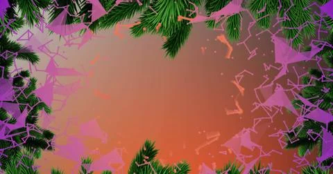 Displaying digital backdrop featuring green pine boughs edging frame, with 写真素材