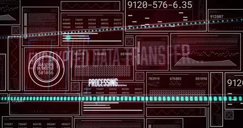 Displaying digital dashboard panels on virtual console, with cyan scanning bar Stock Illustration