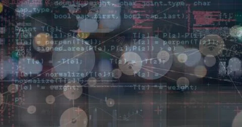 Displaying digital data dashboard visualization combining code overlay with 库存照片