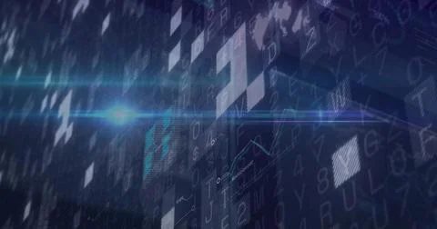 Displaying digital data grid in virtual environment with translucent squares  Stock Photos