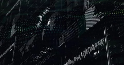 Displaying digital data overlay occupying center in dashboard, showing line Illustrazione stock