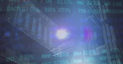 Displaying digital financial data visualization in trading dashboard, with Stockfoto's