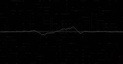 Displaying digital interface showing white dotted waveform on screen, with pixel 写真素材