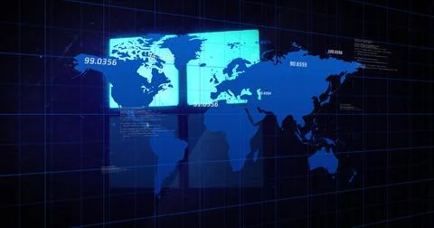 Displaying digital map on virtual display, showing bright backlight panel, grid, Illustrazione stock
