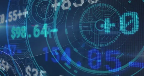 Displaying digital numbers and circuit patterns, futuristic technology animation Stock Footage 303462986