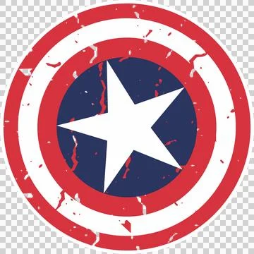 Displaying distressed shield with bicolor rings, blue star on transparent Stock Illustration