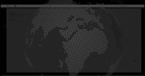 Displaying dot-matrix globe mapping Europe, Africa on dashboard with bars, grid Stock Photos