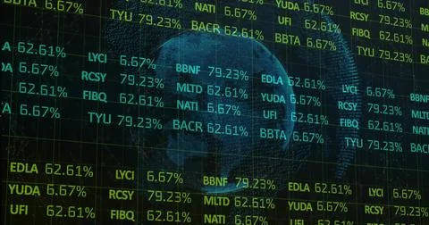 Displaying dotted wireframe globe centered on dark dashboard, showing LED Stock Illustration