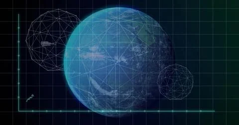 Displaying Earth-like globe rotating within virtual HUD, with Cartesian axes  스톡 일러스트