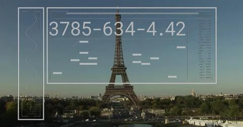 Displaying Eiffel Tower rising over River Seine from Trocadero view, with Illustrazione stock