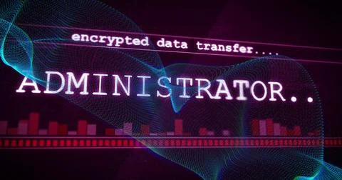 Displaying encrypted data transfer and ADMIN label on admin UI with wave red Stock Illustration