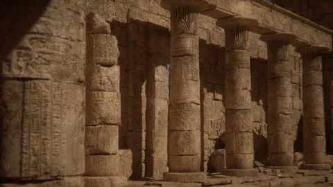 Displaying engraved columns and aesthetic Pharaonic decorative details Stock Footage 290793694