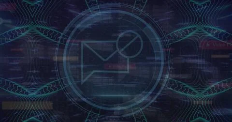 Displaying envelope icon showing notification badge on dashboard, with code and Stock Photos
