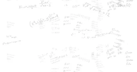 Displaying faint gray algebraic equations covering whiteboard, with polynomial Stock Photos