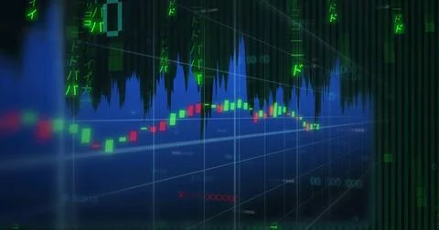 Displaying financial chart centered on digital dashboard, showing candlesticks Stock Photos