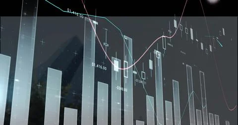 Displaying financial chart on trading platform, showing candlestick bars and Stock Illustration