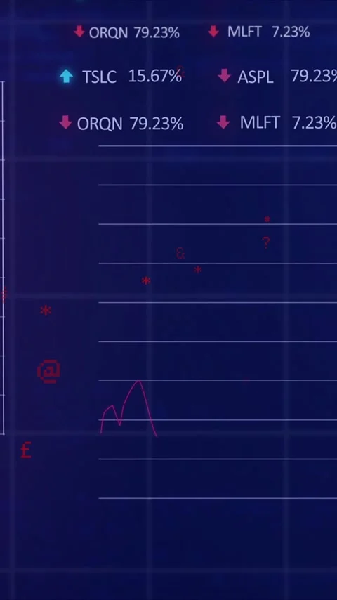 Displaying financial data and stock market trends on digital screen with Stock Footage 344285068