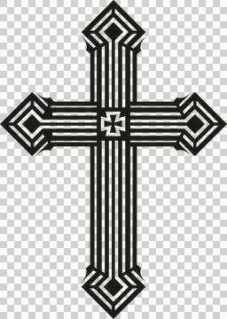 Displaying flat design cross with parallel black lines and diamond tips on 스톡 일러스트