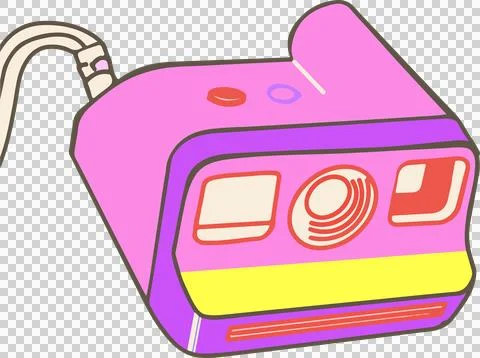 Displaying flat design instant camera with lens or windows or slot or button or Stockillustratie