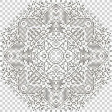 Displaying flat design mandala with concentric rings, radial symmetry on Illustrazione stock