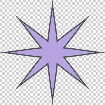 Displaying flat design purple star graphic on transparent background, 库存插图