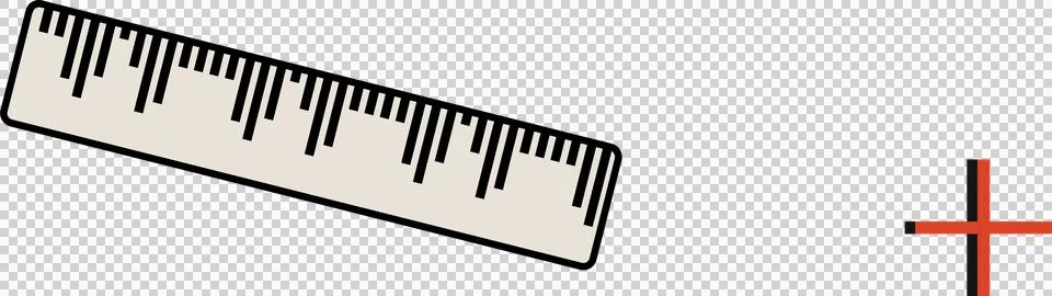 Displaying flat design ruler showing black ticks on transparent background and 스톡 일러스트