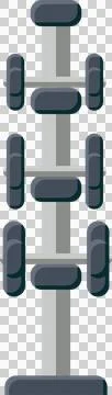 Displaying flat design weight rack holding six dumbbell pairs padded handles Illustration