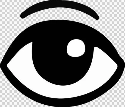 Displaying flat eye icon showing bold outline, eyebrow shape, pupil reflection Stock Illustration