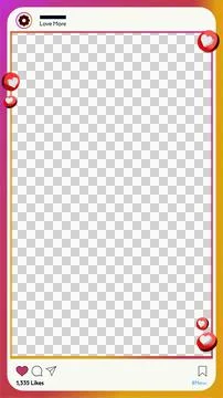 Displaying flat social post frame with gradient border, hearts, transparent Stock Illustration