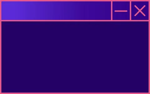Displaying flat UI window with gradient header, minimize or close icons empty Illustrazione stock