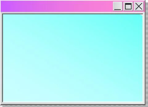 Displaying flat UI window, pink gradient titlebar, cyan area and controls on 스톡 일러스트