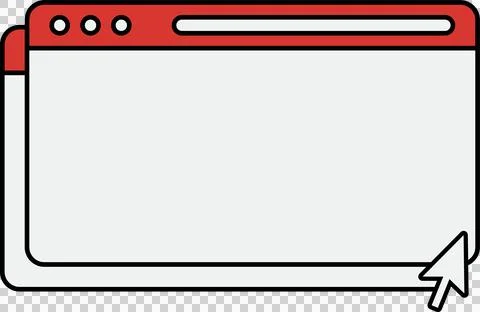 Displaying flat windows with red title bars, circular controls, pointer on Illustrazione stock