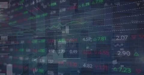 Displaying floating financial data on trading dashboard, showing numeric Stock Photos