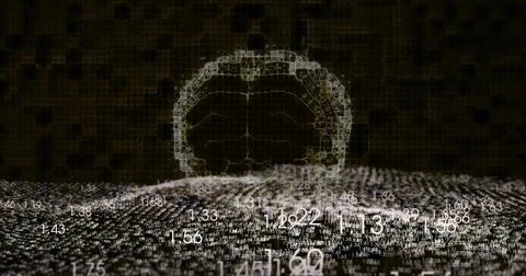 Displaying floating numeric values over undulating 3D grid in data hub, with Stock Illustration