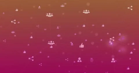 Displaying floating user silhouettes and thin lines in data network with like 스톡 일러스트