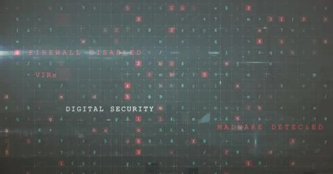 Displaying fullscreen cybersecurity grid interface in digital dashboard, with 스톡 사진