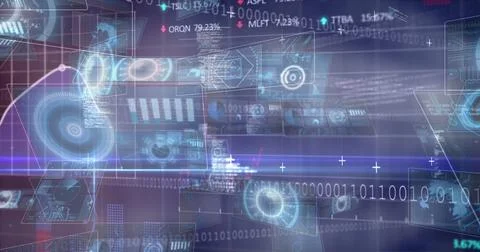 Displaying futuristic data, digital interface with holographic technology Stock Photos
