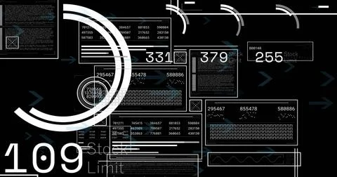 Displaying futuristic interface showing floating panels in digital HUD, with 스톡 일러스트