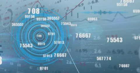 Displaying futuristic technology, digital interface showing data analytics in 库存照片