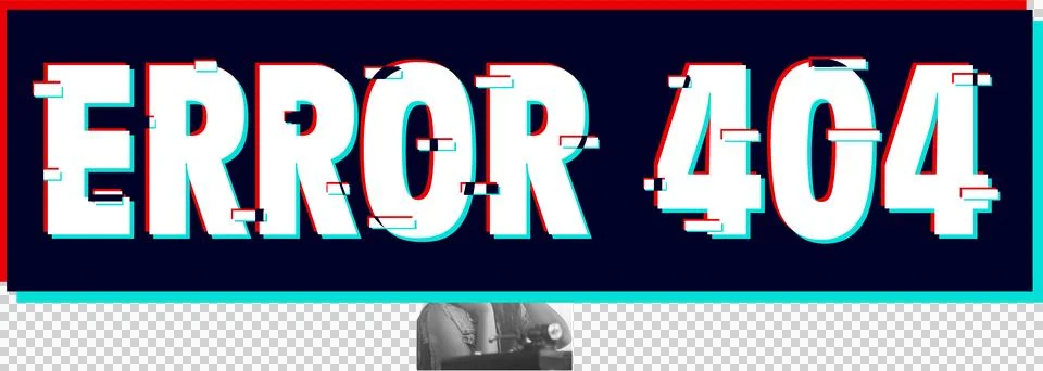 Displaying glitching ERROR 404 graphic on transparent background with offset red Stock Illustration