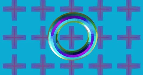 Displaying glossy multi-band concentric ring centered on teal canvas, with Stock Illustration
